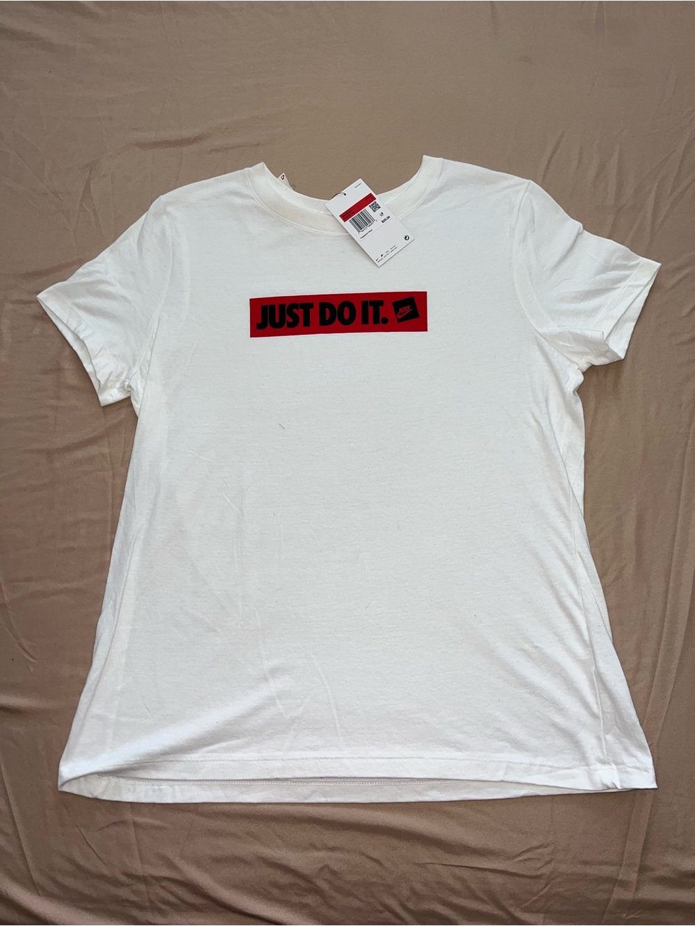 Nike boys White Tee with Red 'Just Do It.' Chest Panel